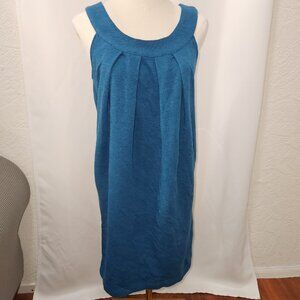 Piko 1988 Vintage style sleeveless dark teal blue pleated dress